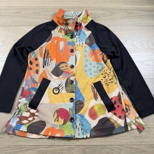 Terra SJ Apparel Top Women XS Artsy Abstract Boho Swing Blouse Jacket